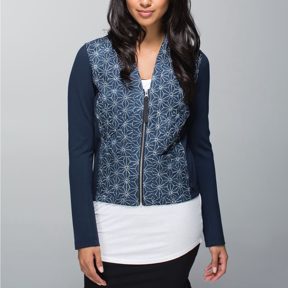 Lululemon Cardigan & Again Jacket Size 6 Inkwell Exploded Sashiko Star Quilted